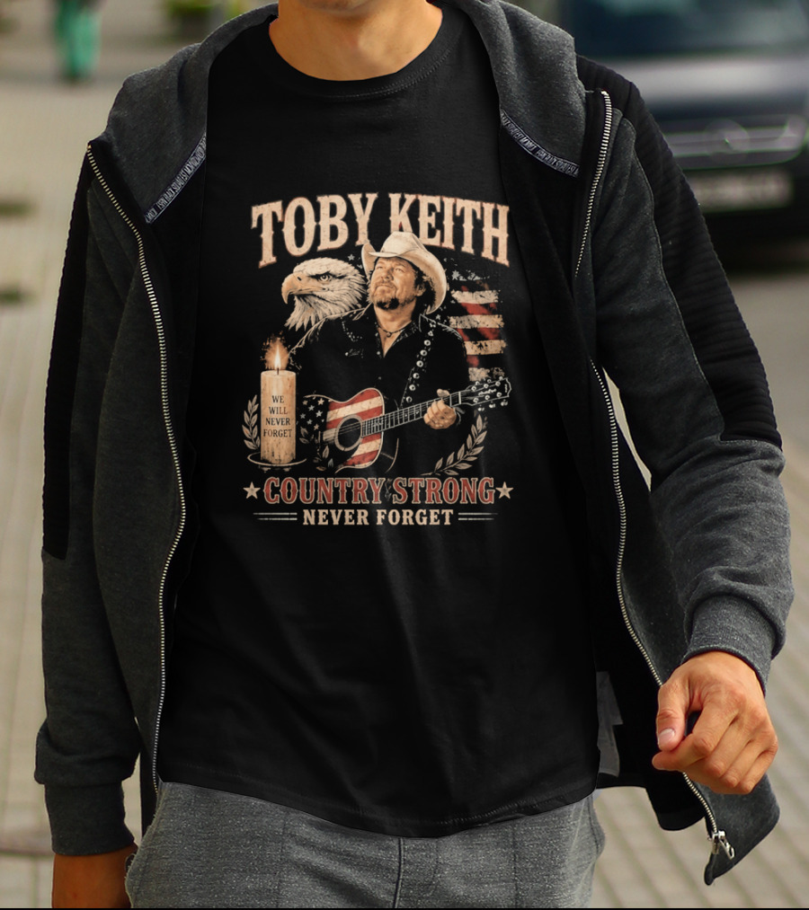 Toby Keith Country Strong Never Forget Eagle Candle Guitar America T-Shirt
