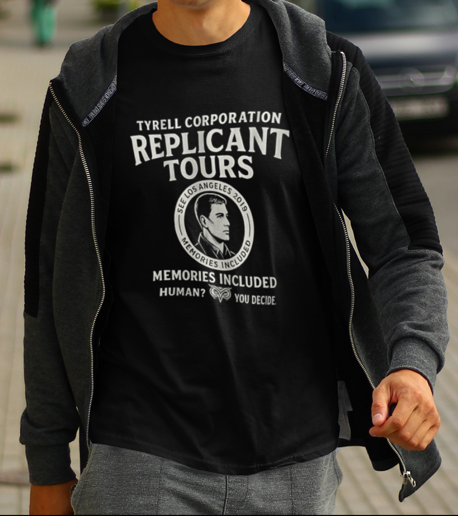 Tyrell Corporation Replicant Tours Memories Included Human You Decide Los Angeles 2019 T-Shirt