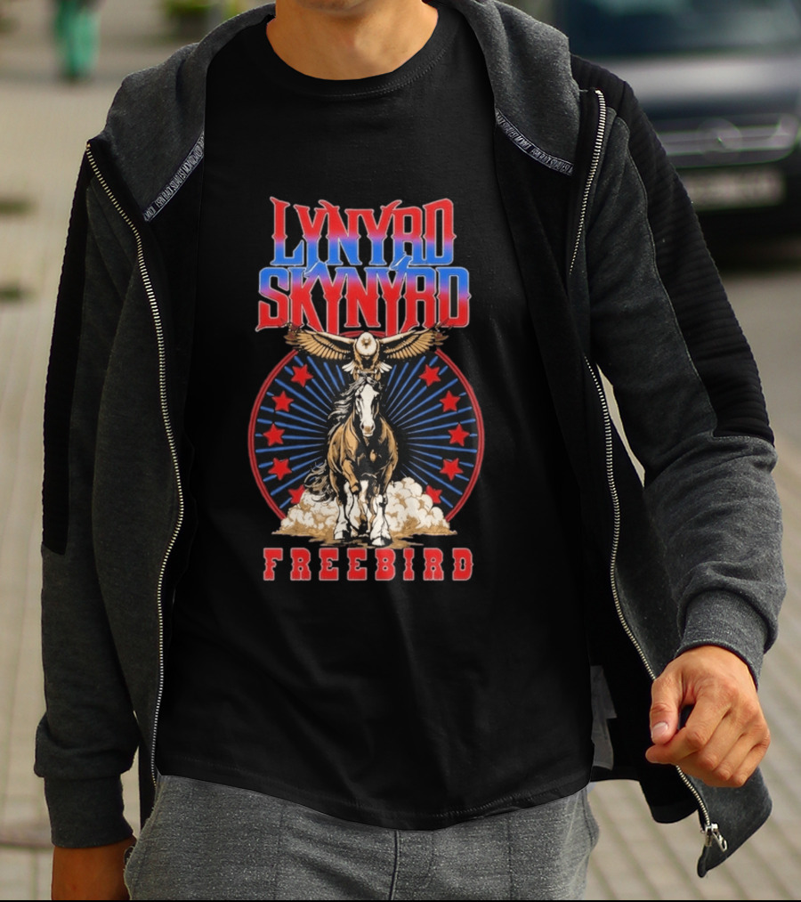 Lynyrd Skynyrd Freebird Eagle Horse Red Stars T-Shirt