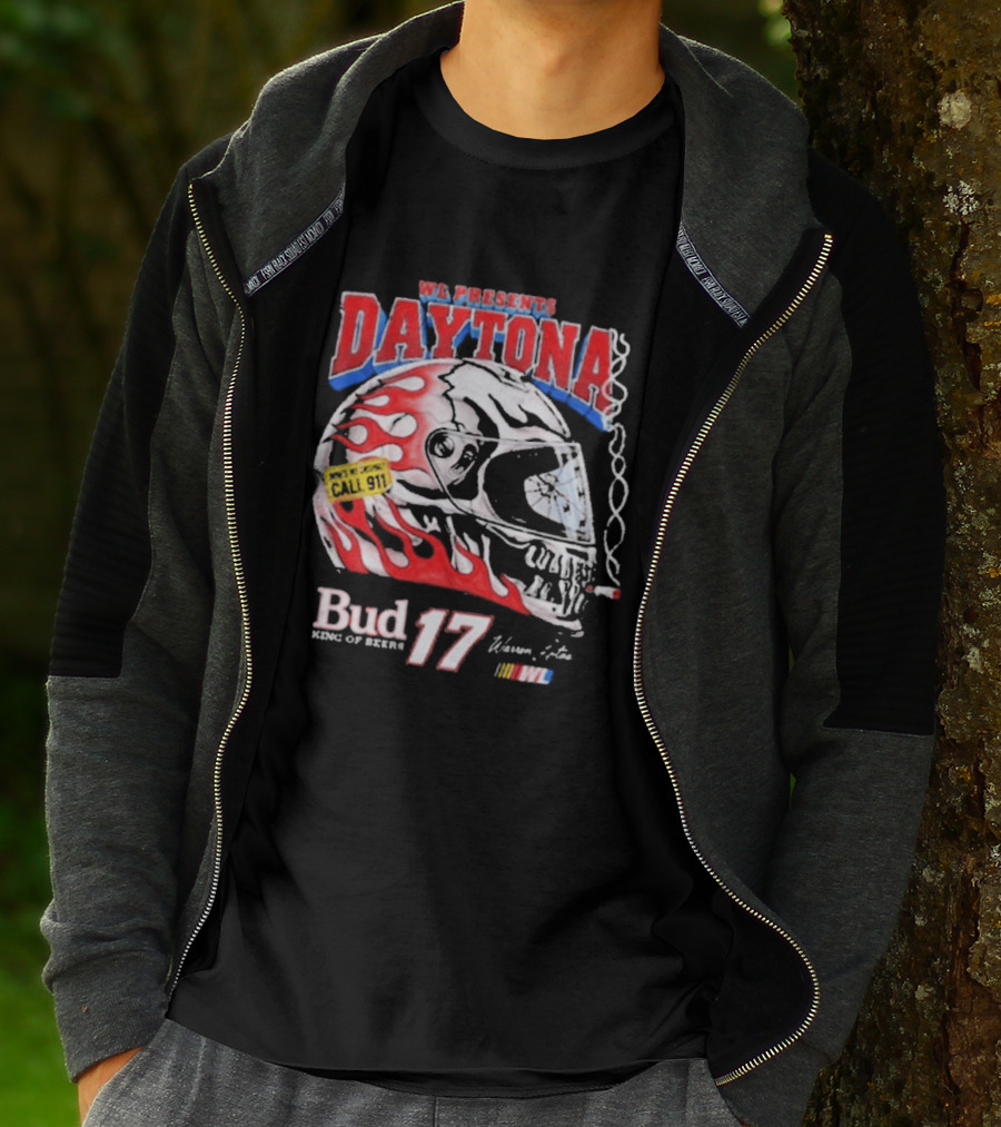 WL Present Daytona Bud King Of Beers 17 Racing Helmet Flame Design 2026 T-Shirt