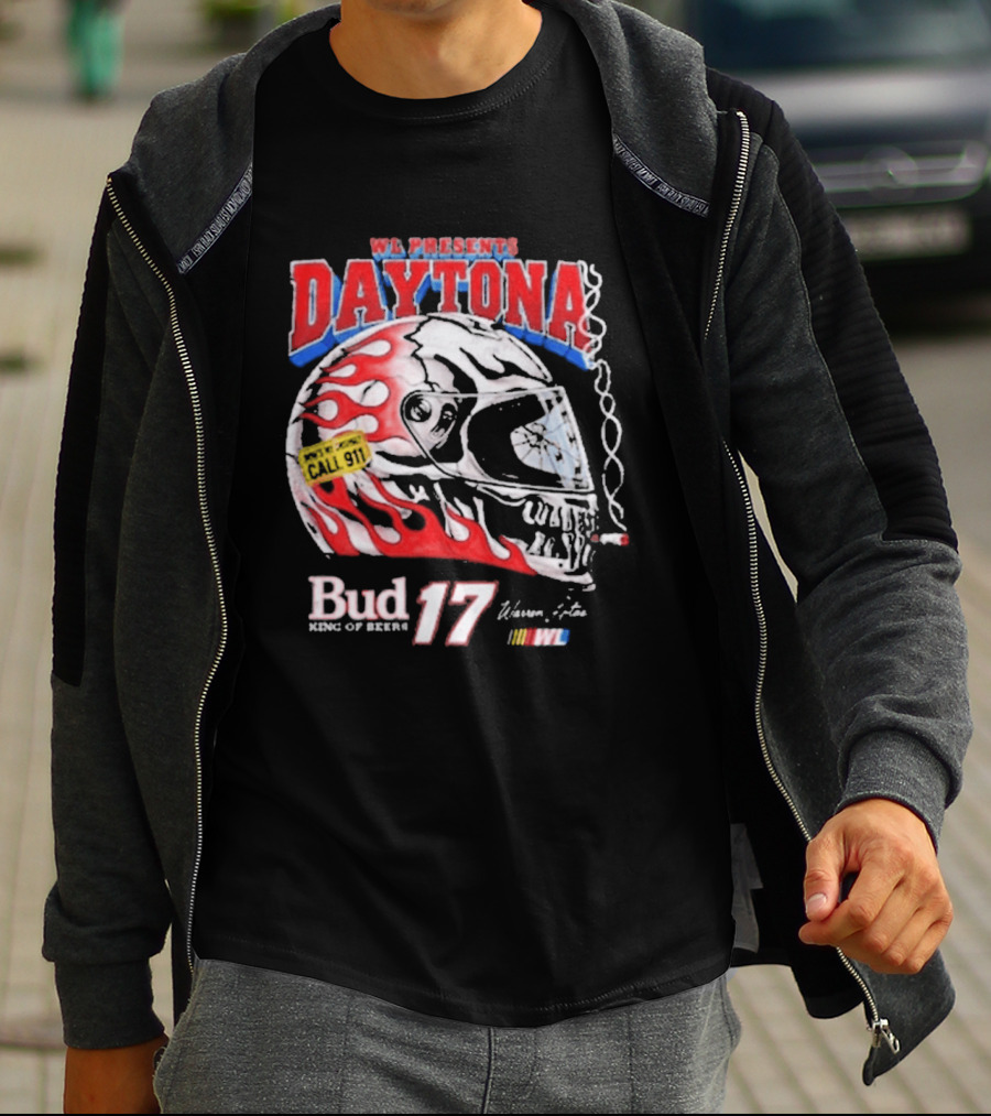 WL Present Daytona Bud King Of Beers 17 Racing Helmet Flame Design 2026 T-Shirt