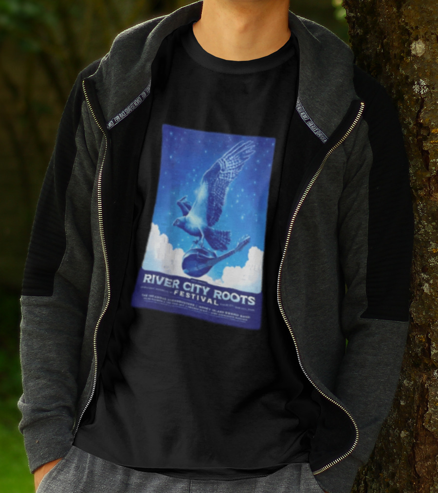 River City Roots Festival 2026 Missoula MT 20th Annual Event Bird And Mandolin T-Shirt