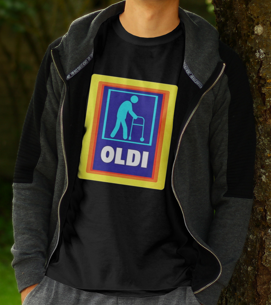 Oldi Elderly Walker Parody Aldi T-Shirt