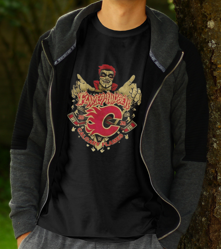 Flamehausen Calgary Flames WWE 2026 Collaboration Danhausen Summer Tour T-Shirt