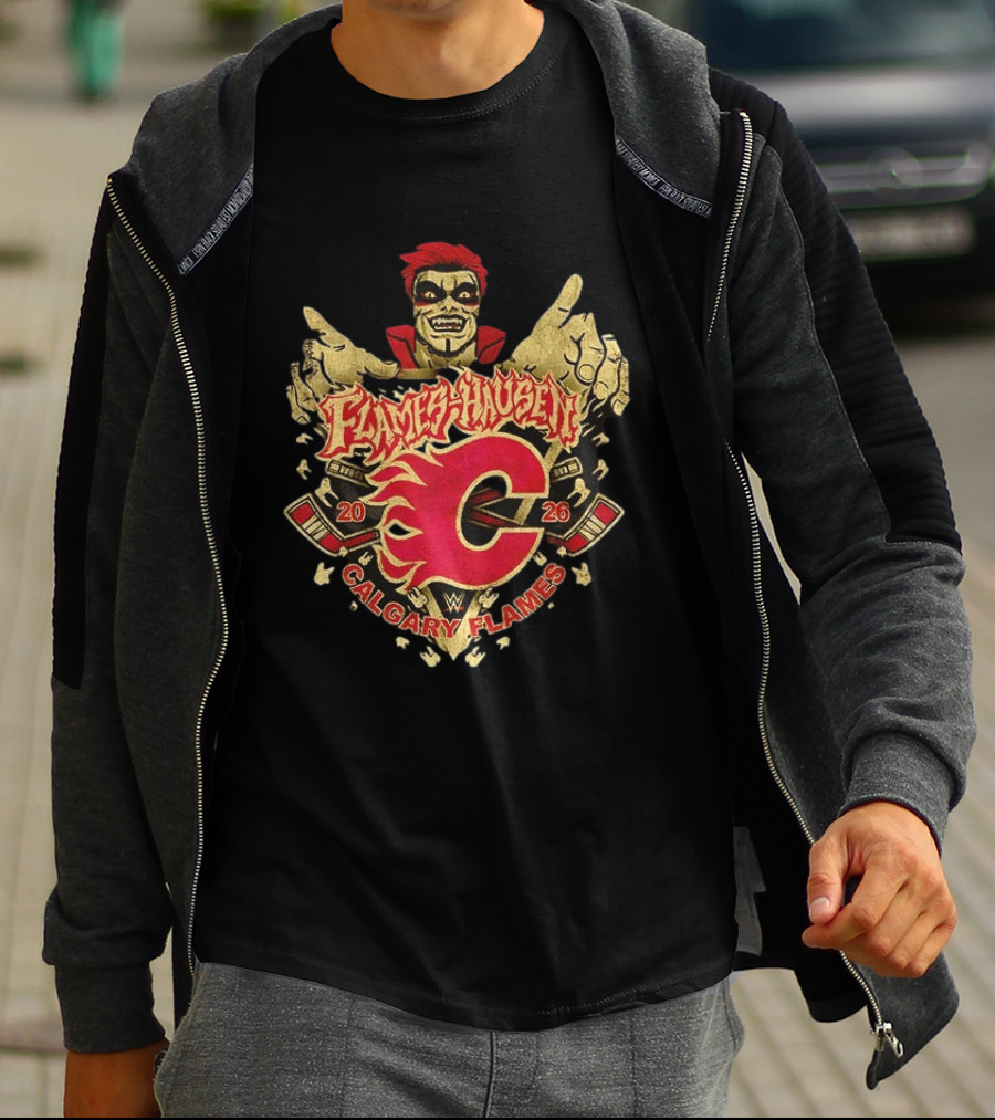 Flamehausen Calgary Flames WWE 2026 Collaboration Danhausen Summer Tour T-Shirt