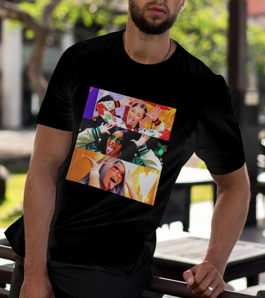 Cardi B Funny Faces Tongue Out Rapper Hip Hop Celebrity T-Shirt