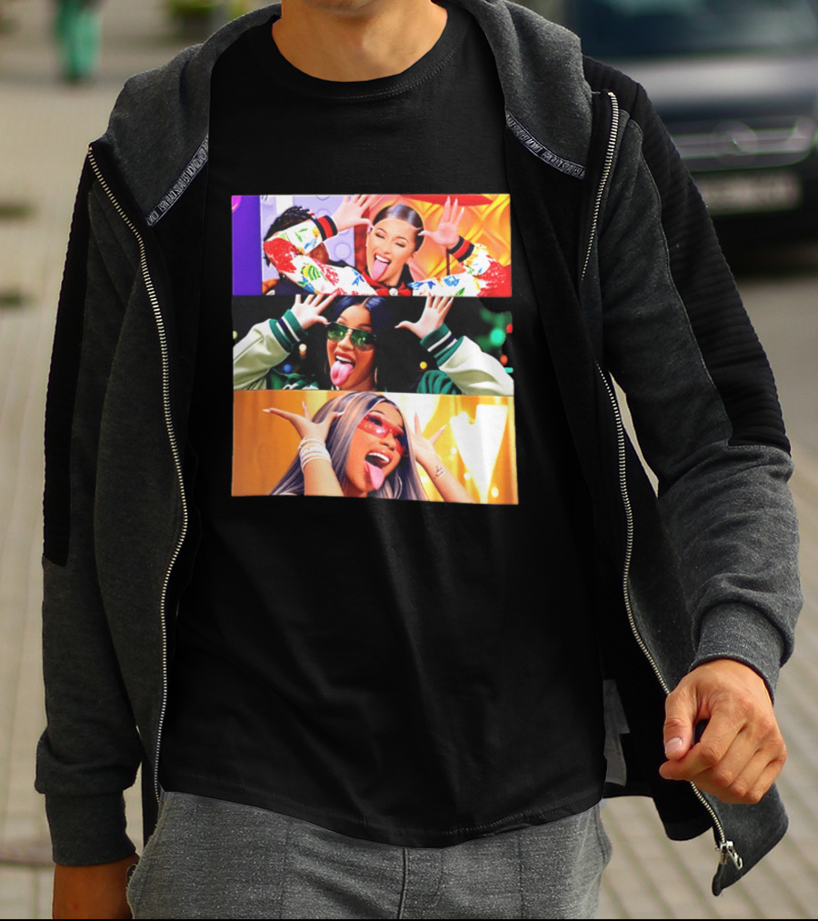 Cardi B Funny Faces Tongue Out Rapper Hip Hop Celebrity T-Shirt