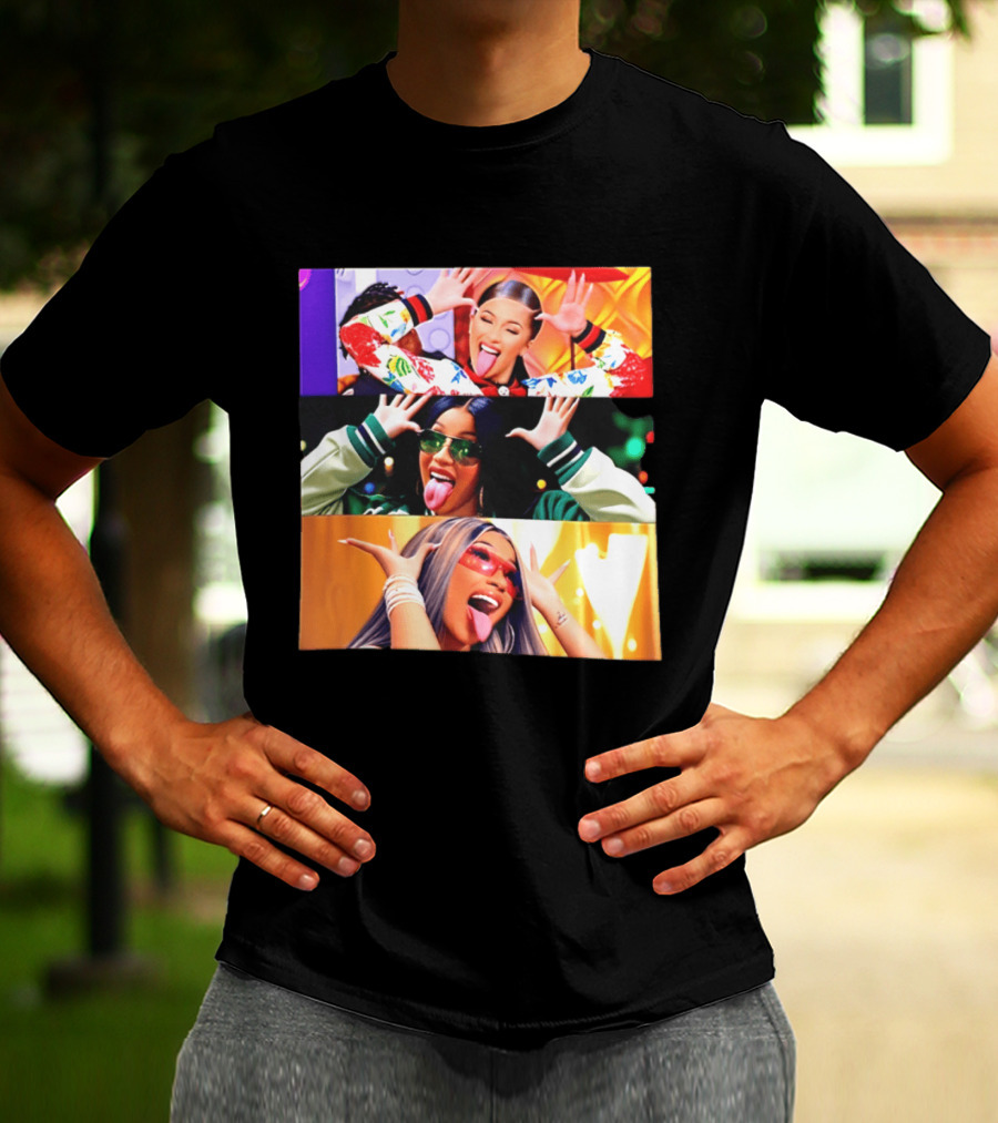 Cardi B Funny Faces Tongue Out Rapper Hip Hop Celebrity T-Shirt