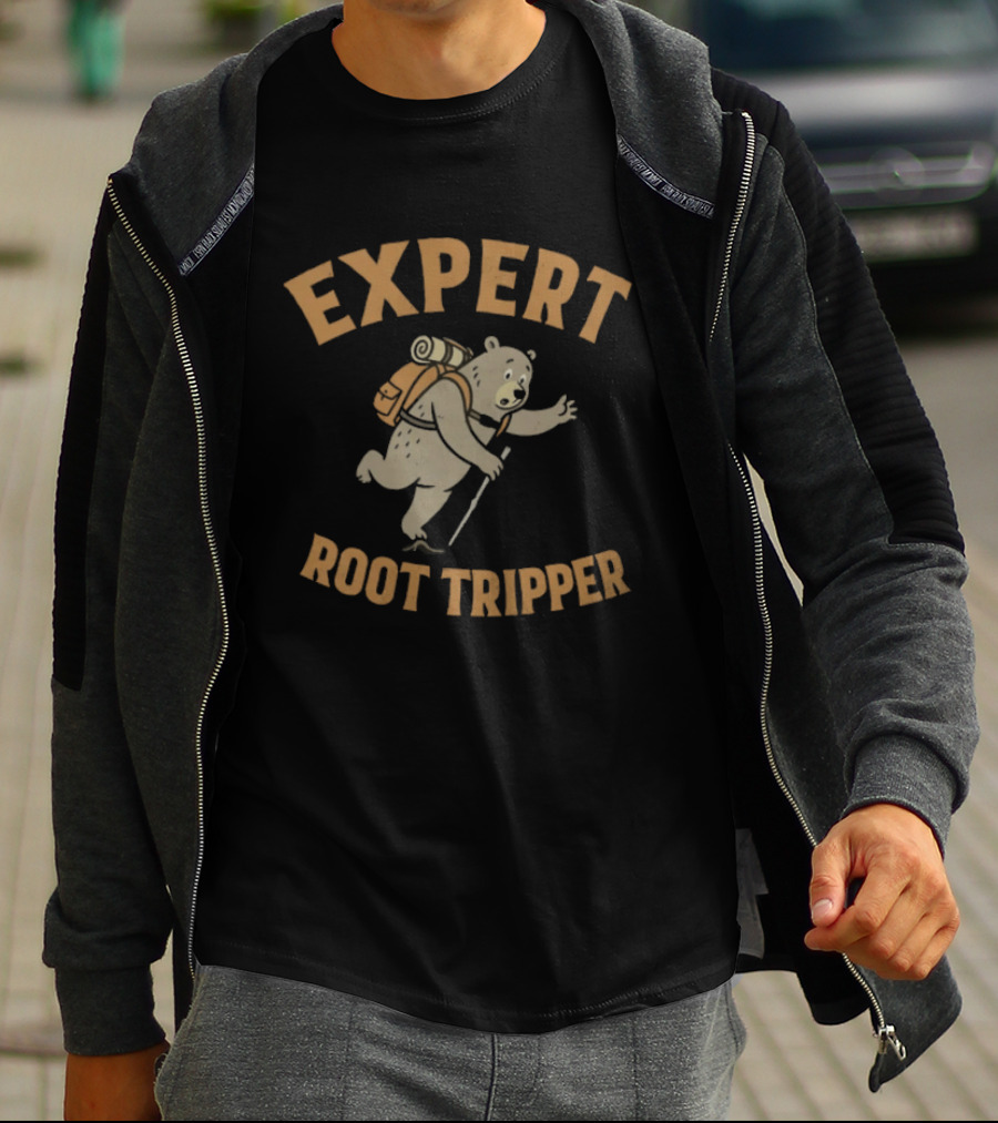 Expert Backpacking Bear Root Tripper Hiking Adventure T-Shirt