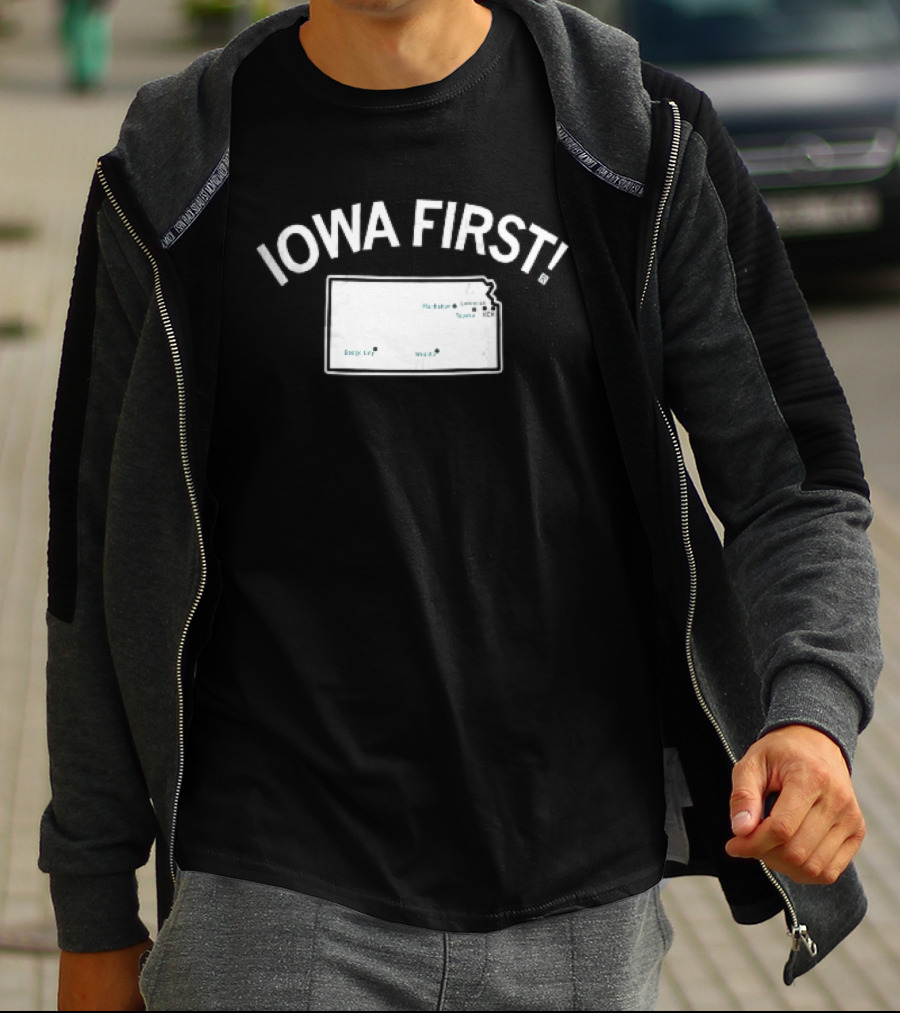 Iowa First Map Ames Newton Des Moines Cities Locations T-Shirt