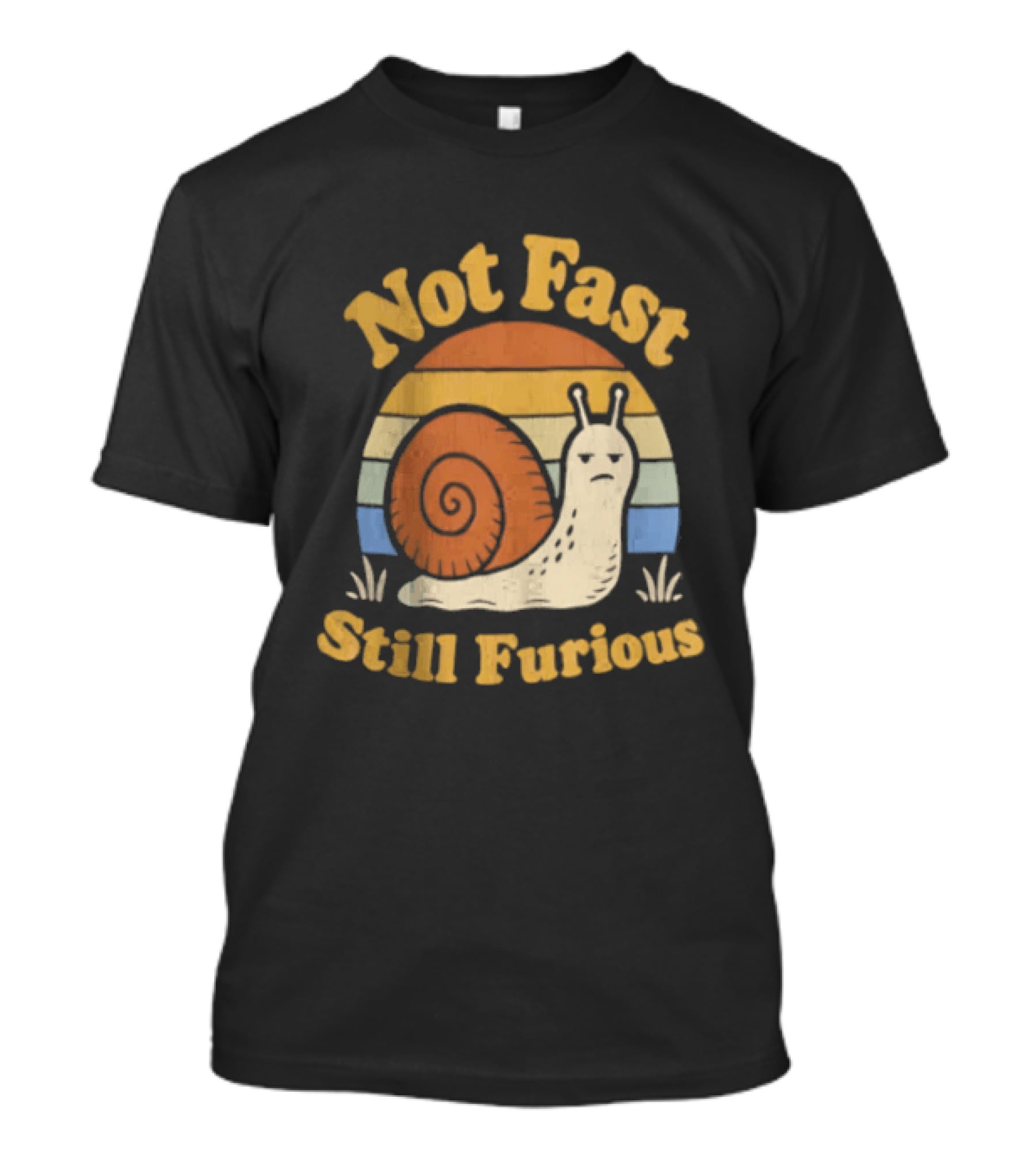 Not Fast Still Furious Vintage Snail Retro Stripes T-Shirt