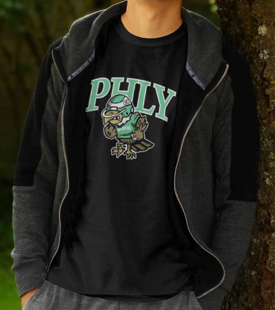 Philadelphia Eagles Phly Birds Cartoon Football Helmet Crewneck T-Shirt