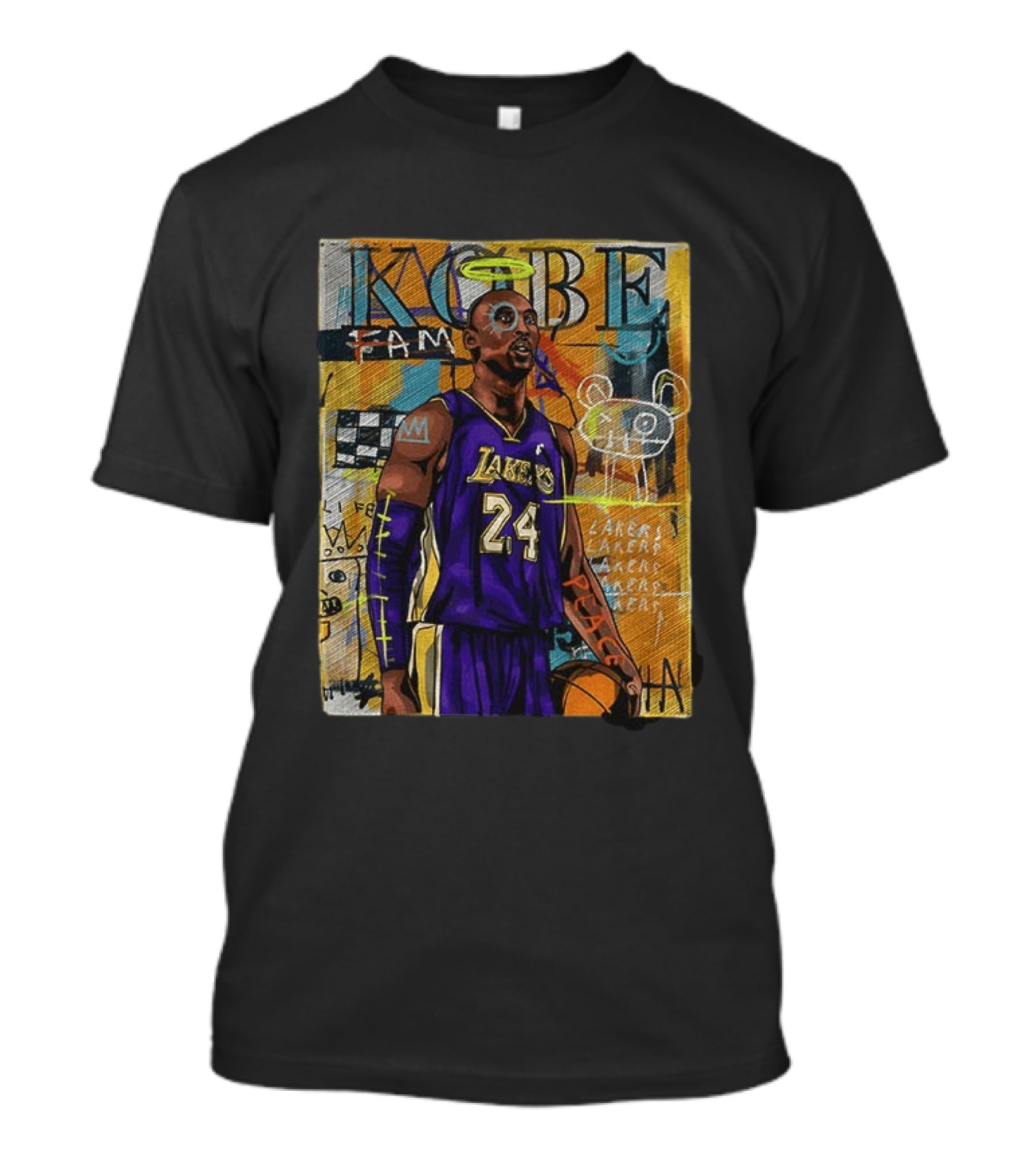 Kobe Bryant Lakers 24 Halo Peace Abstract Graffiti T-Shirt