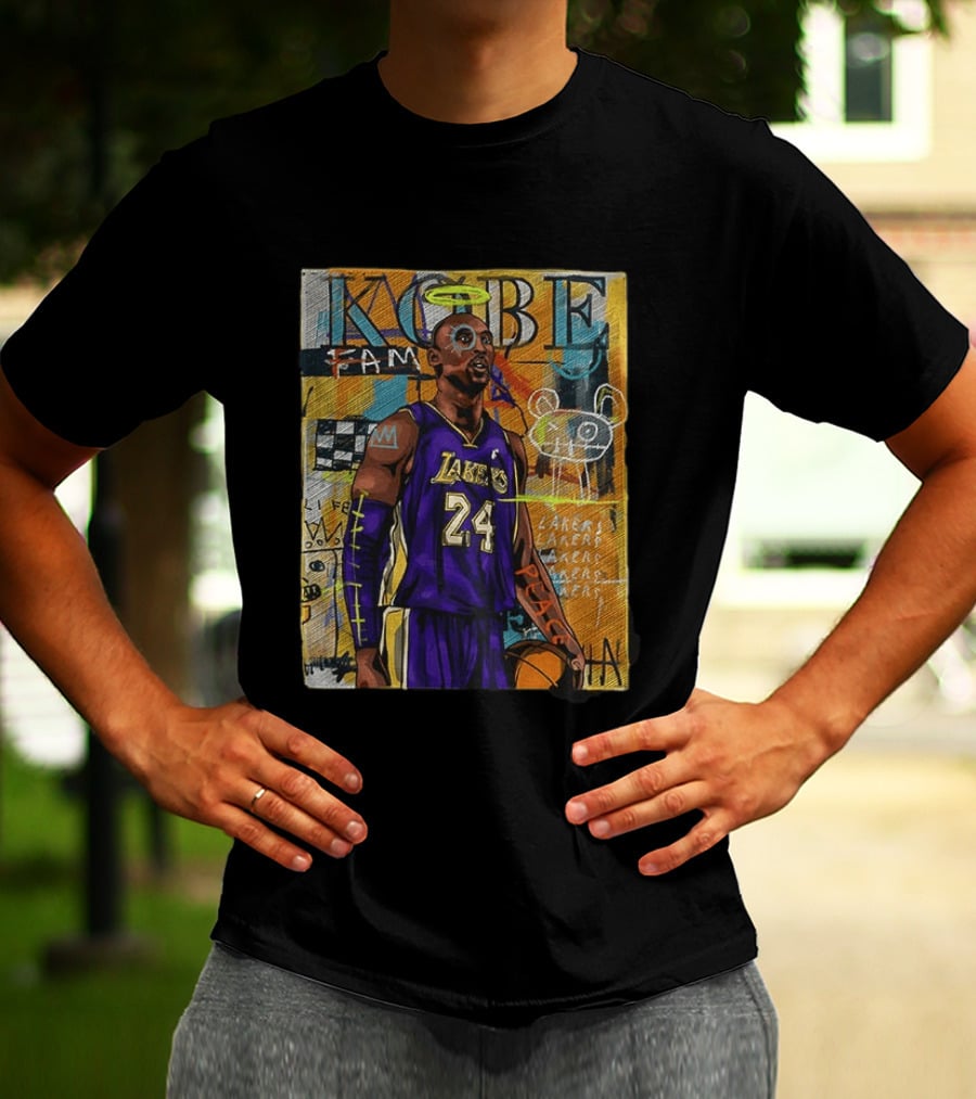 Kobe Bryant Lakers 24 Halo Peace Abstract Graffiti T-Shirt