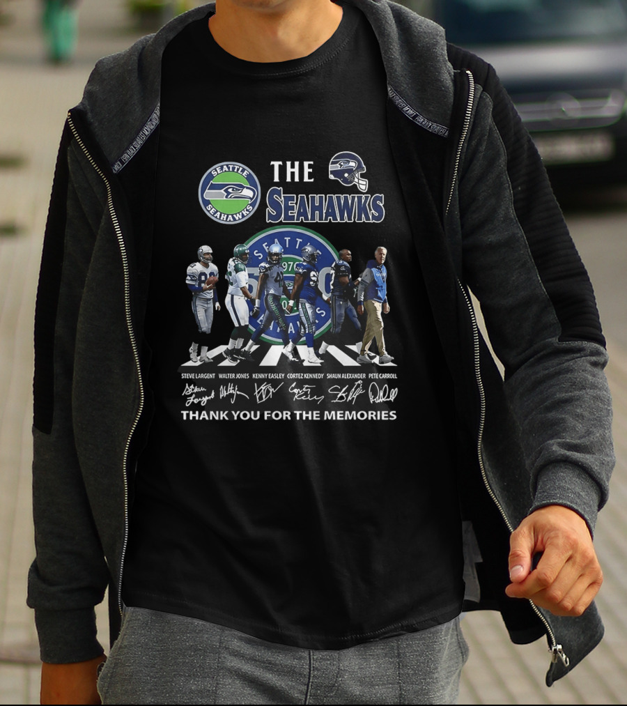 Seattle Seahawks Legends Signatures Walking Abbey Road Thank You For The Memories T-Shirt