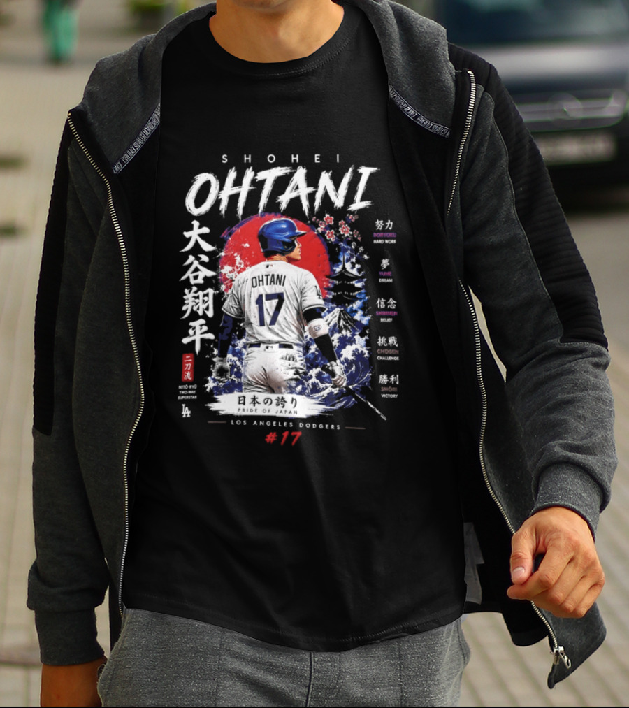 Shohei Ohtani Los Angeles Dodgers Japanese Two Way Player #17 T-Shirt