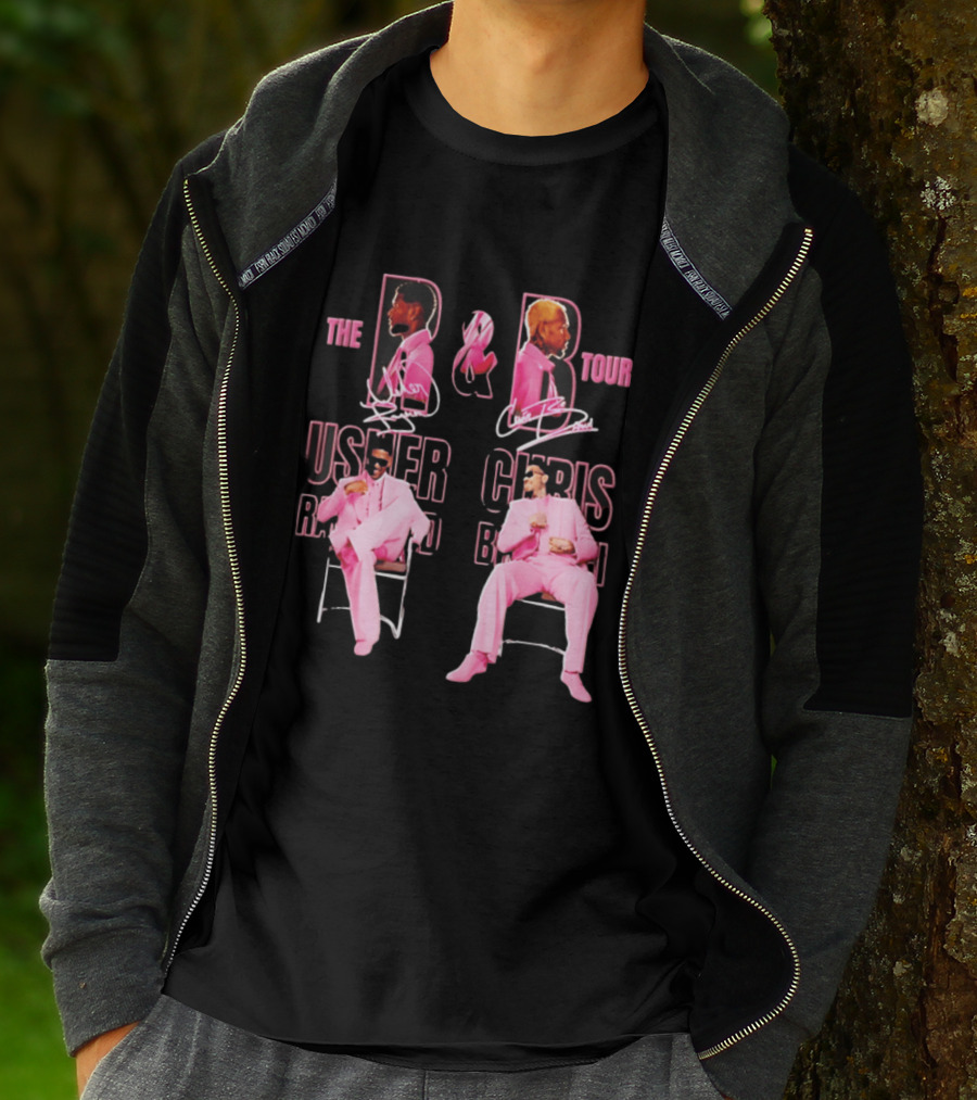 The R&B Tour Usher Raymond Chris Brown Pink Suit Concert Collaboration T-Shirt