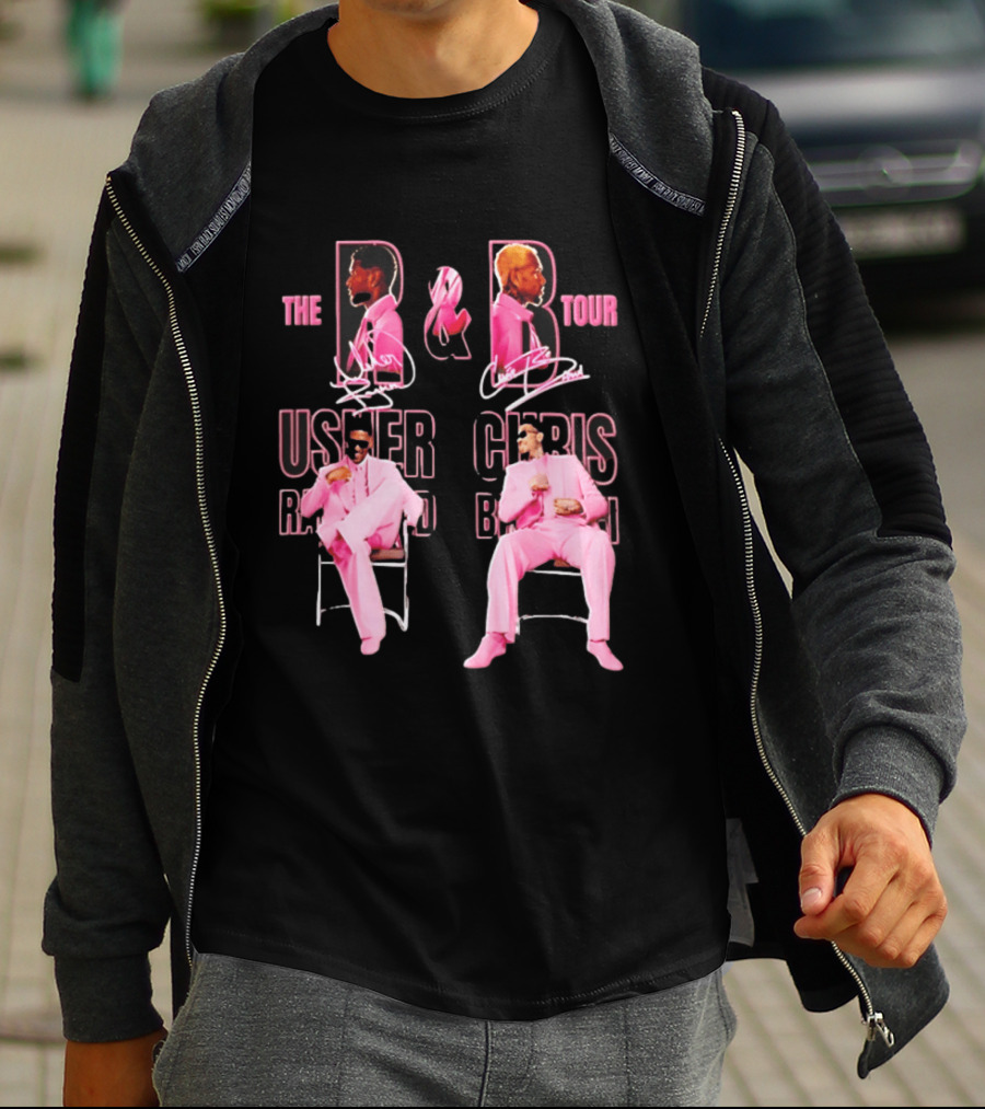 The R&B Tour Usher Raymond Chris Brown Pink Suit Concert Collaboration T-Shirt