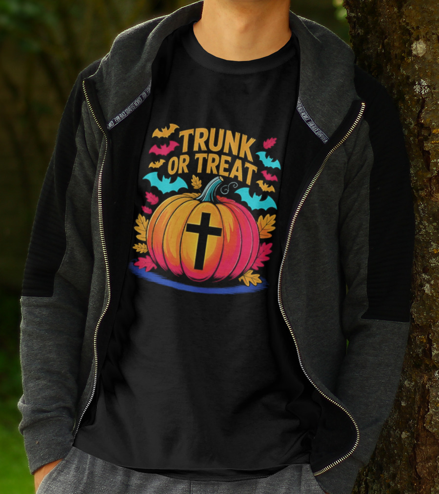 Trunk Or Treat Christian Pumpkin Cross Halloween T-Shirt