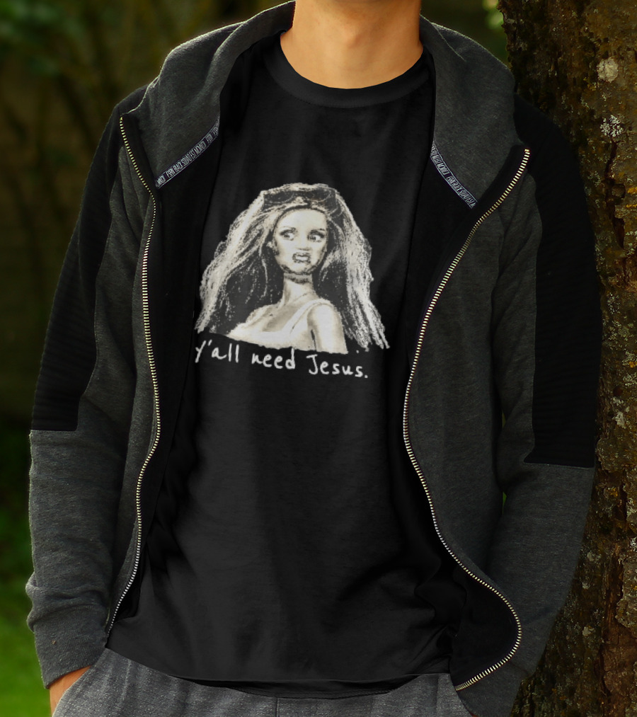 Y'all Need Jesus Disgusted Blonde Doll Sketch With Sunglasses T-Shirt