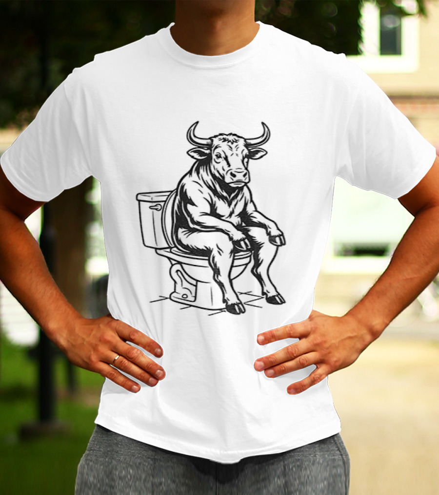 Bull Sitting On Toilet Bullshit Humorous T-Shirt