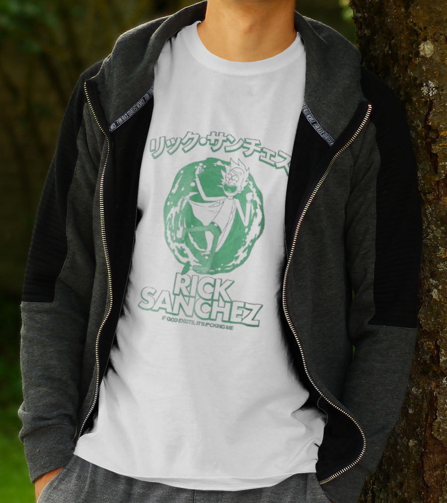 Rick Sanchez Jumping Green Portal Here I Go Rickity Rickity Wrecked Son T-Shirt
