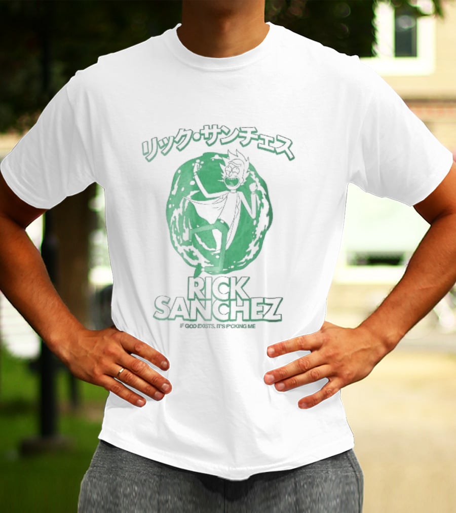Rick Sanchez Jumping Green Portal Here I Go Rickity Rickity Wrecked Son T-Shirt