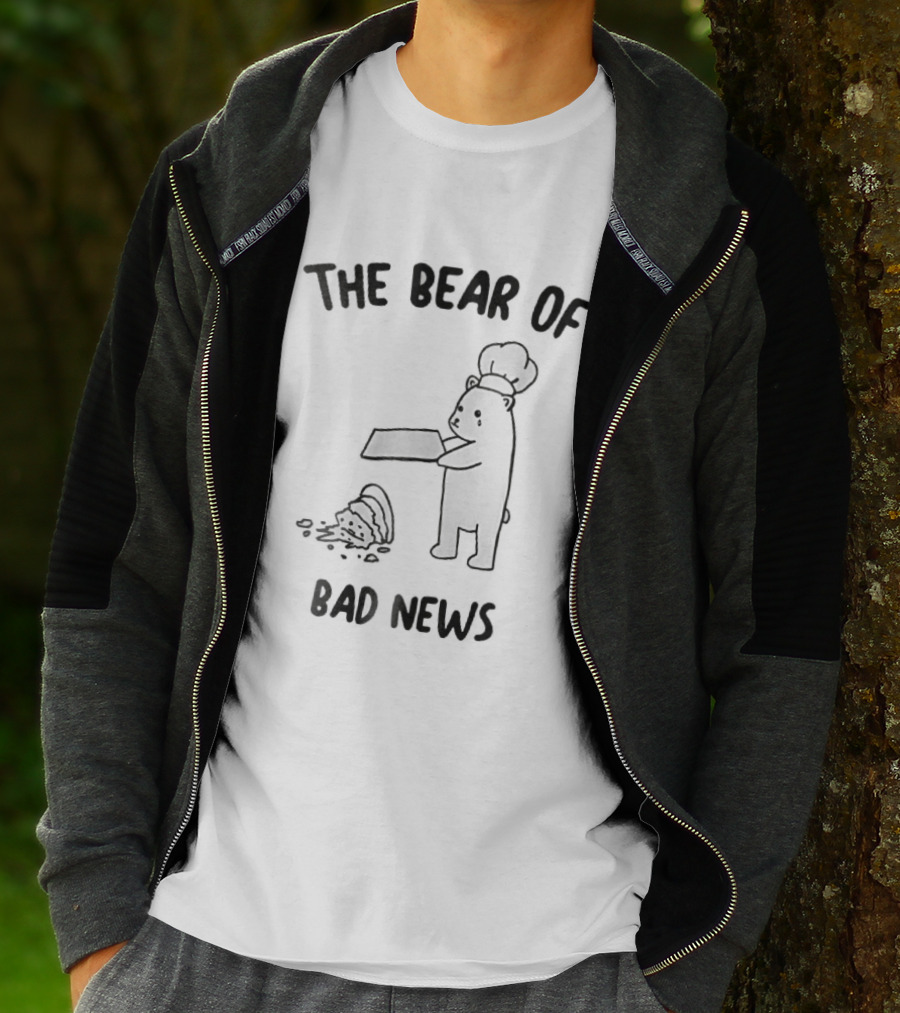 The Bear Of Bad News Crying Chef Dropped Cake Tray Cartoon T-Shirt