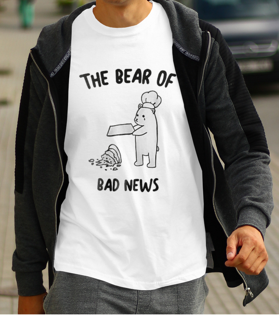 The Bear Of Bad News Crying Chef Dropped Cake Tray Cartoon T-Shirt