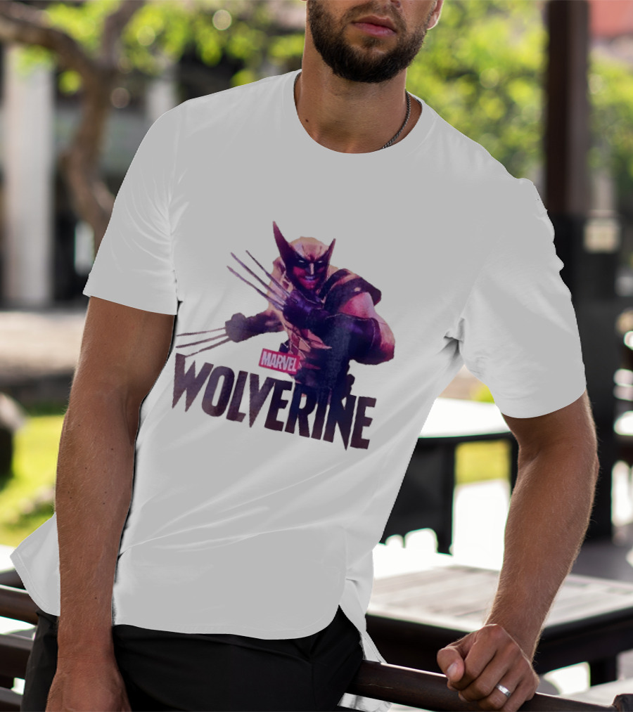 Marvel Wolverine Masked Superhero Claws Extended Purple Glow T-Shirt