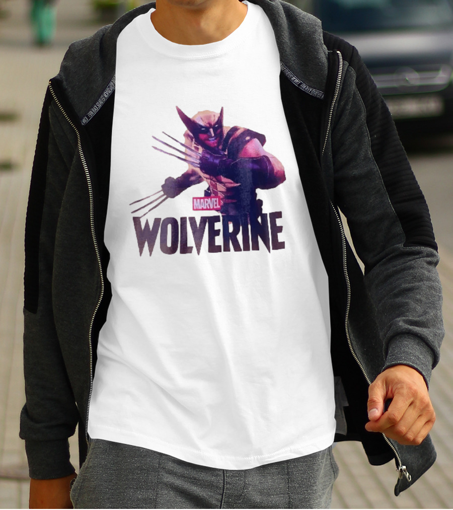 Marvel Wolverine Masked Superhero Claws Extended Purple Glow T-Shirt