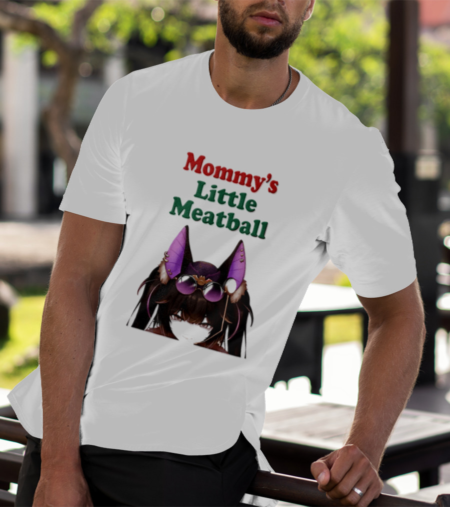 Mommy's Little Meatball Bat Vtuber Black Wings Purple Ears Playful T-Shirt