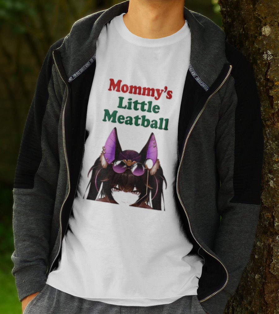 Mommy's Little Meatball Bat Vtuber Black Wings Purple Ears Playful T-Shirt