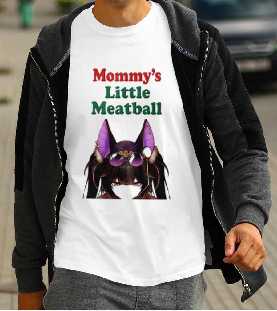 Mommy's Little Meatball Bat Vtuber Black Wings Purple Ears Playful T-Shirt