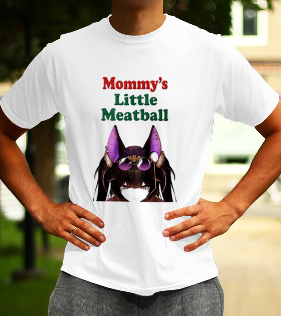 Mommy's Little Meatball Bat Vtuber Black Wings Purple Ears Playful T-Shirt