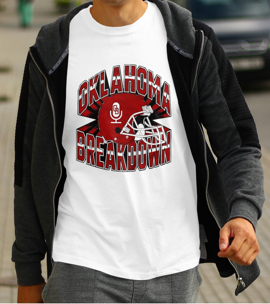 Oklahoma Breakdown Football Helmet OB Podcast T-Shirt