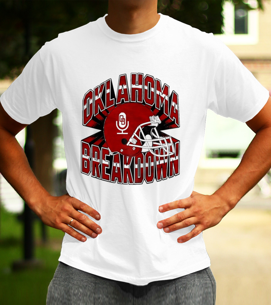 Oklahoma Breakdown Football Helmet OB Podcast T-Shirt
