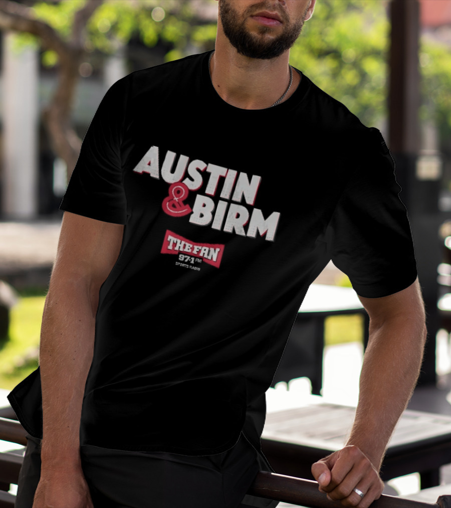 Austin Birm The Fan 97.1 Sports Radio Red Bowtie Block T-Shirt