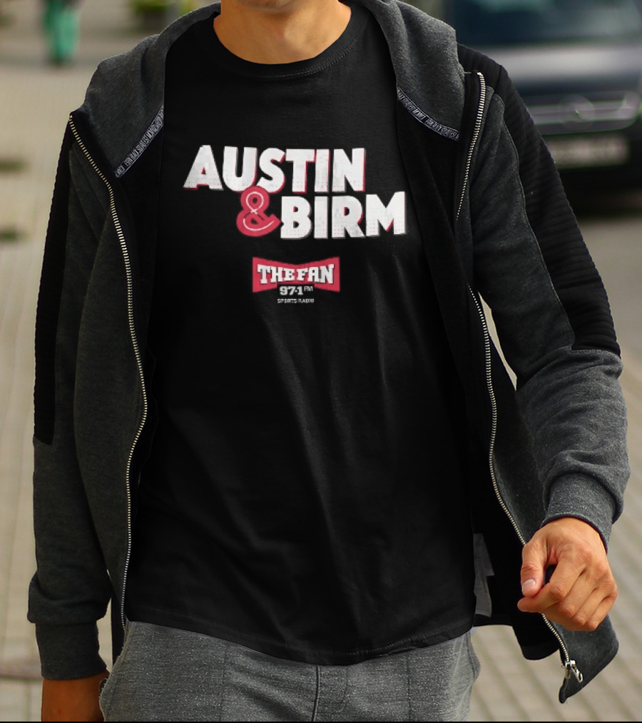 Austin Birm The Fan 97.1 Sports Radio Red Bowtie Block T-Shirt