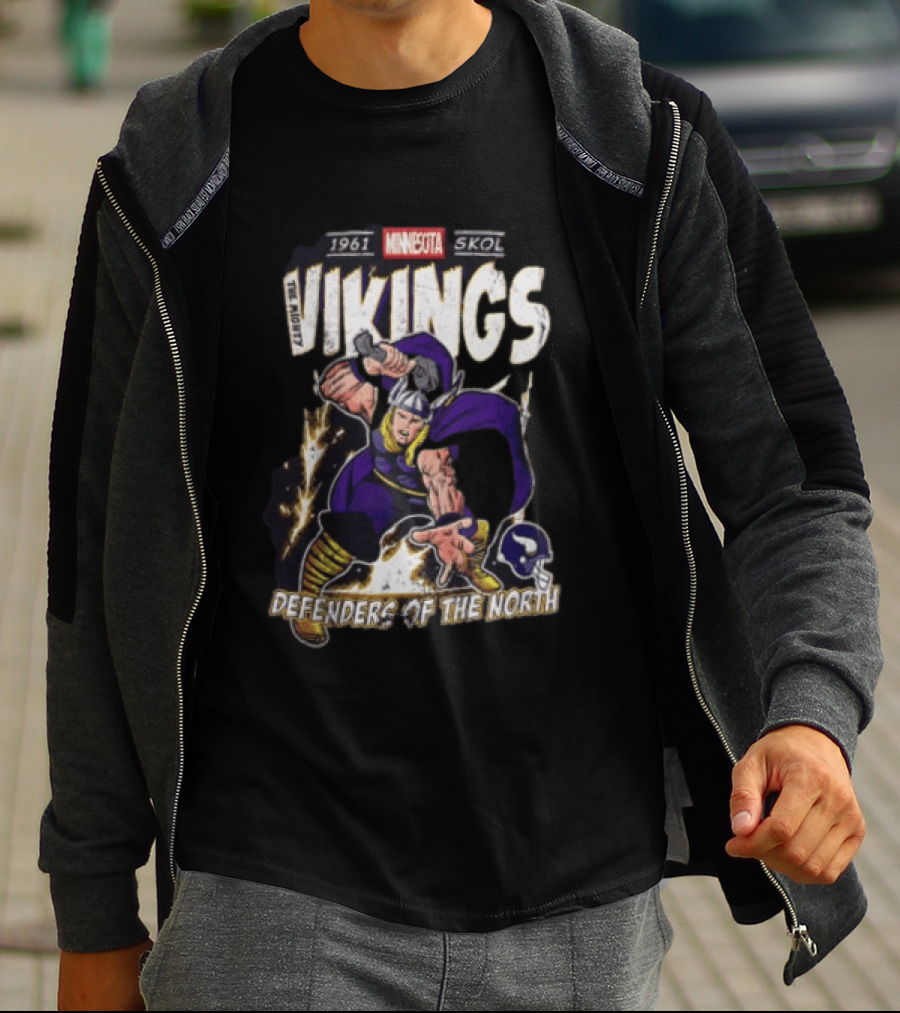 1961 Minnesota Vikings Skol The Mighty Vikings Defenders Of The North T-Shirt