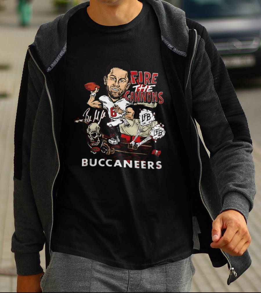 Baker Mayfield Tampa Bay Buccaneers Fire The Cannons LFB Skull Football Caricature T-Shirt