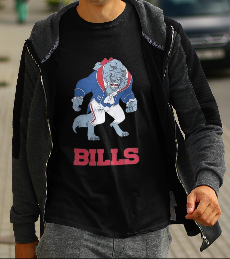 Buffalo Bills Distressed Cartoon Beast Snarling BILLS T-Shirt