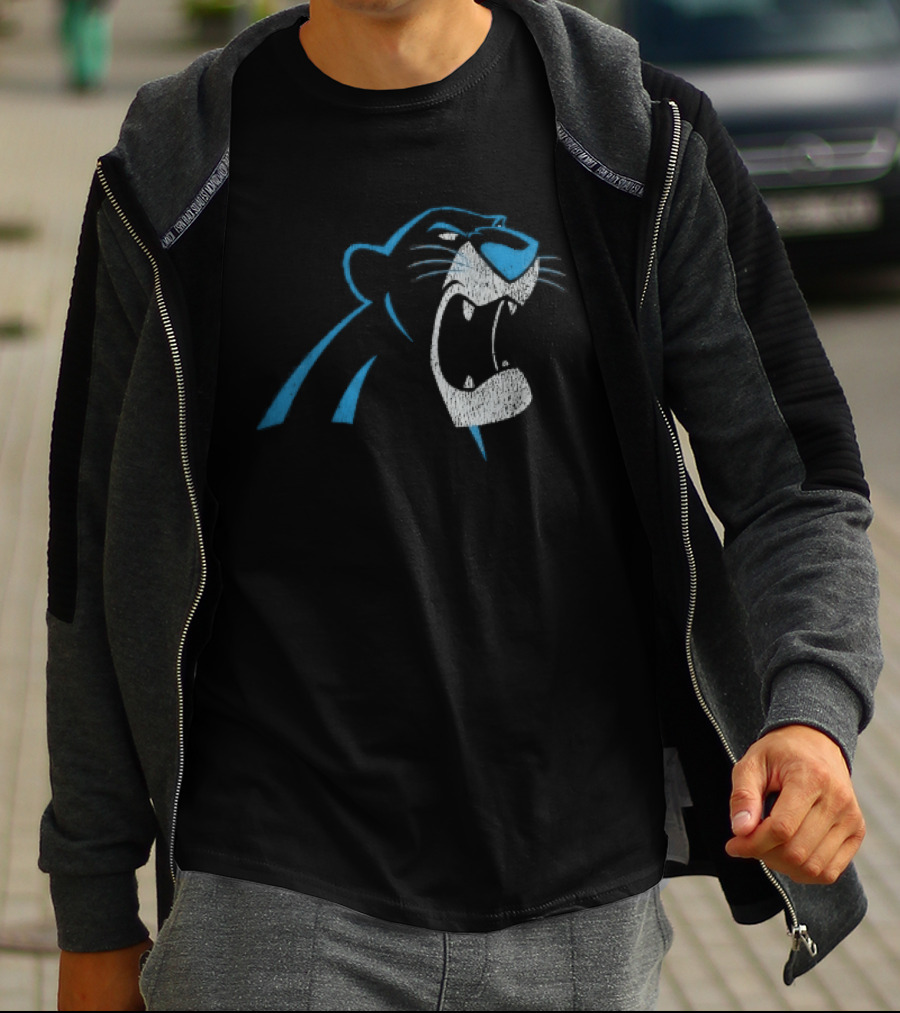 Carolina Panthers Distressed Snarling Panther NFL Team Spirit T-Shirt