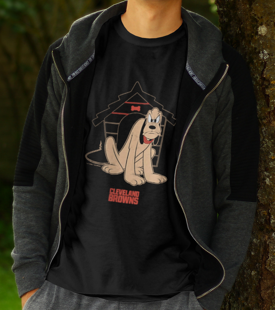 Cleveland Browns Angry Pluto Disney Cartoon Dog Doghouse T-Shirt