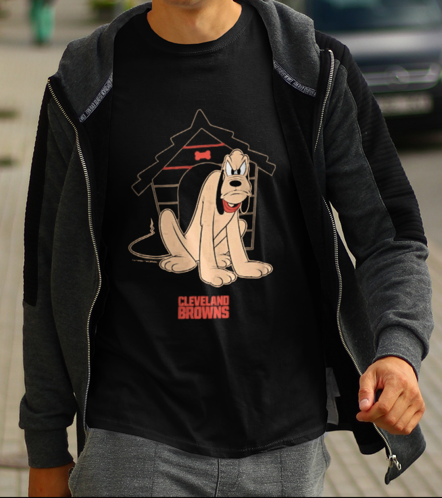 Cleveland Browns Angry Pluto Disney Cartoon Dog Doghouse T-Shirt