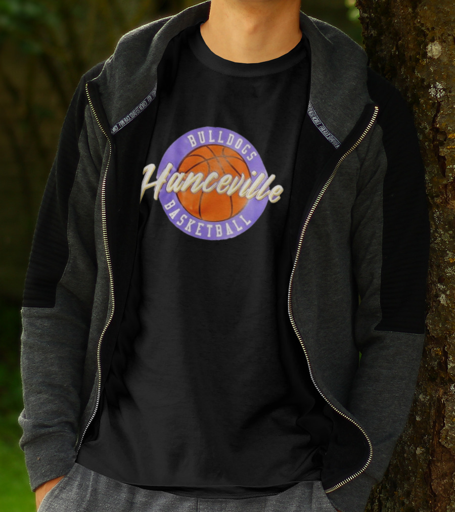 Hanceville Bulldogs Basketball Purple Circle Orange Ball T-Shirt