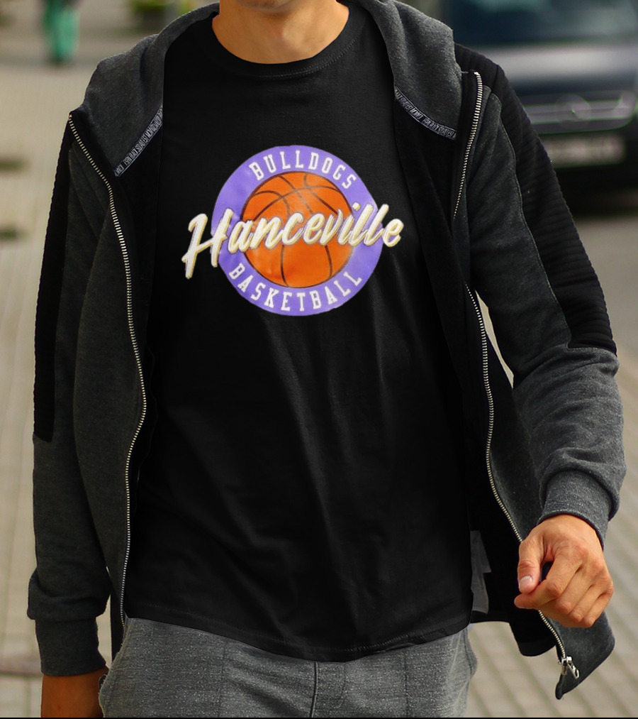 Hanceville Bulldogs Basketball Purple Circle Orange Ball T-Shirt