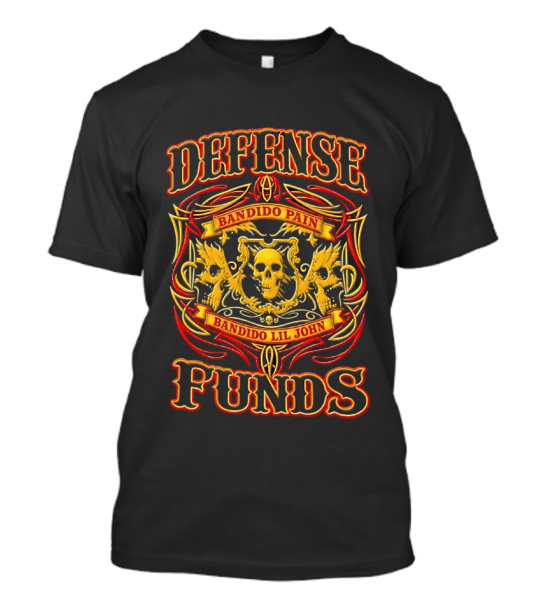 Defense Bandido Pain Bandido Lil John Funds Skull Crest T-Shirt