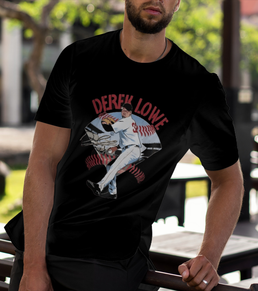 Derek Lowe Number 32 Pitcher Vintage Baseball Action T-Shirt