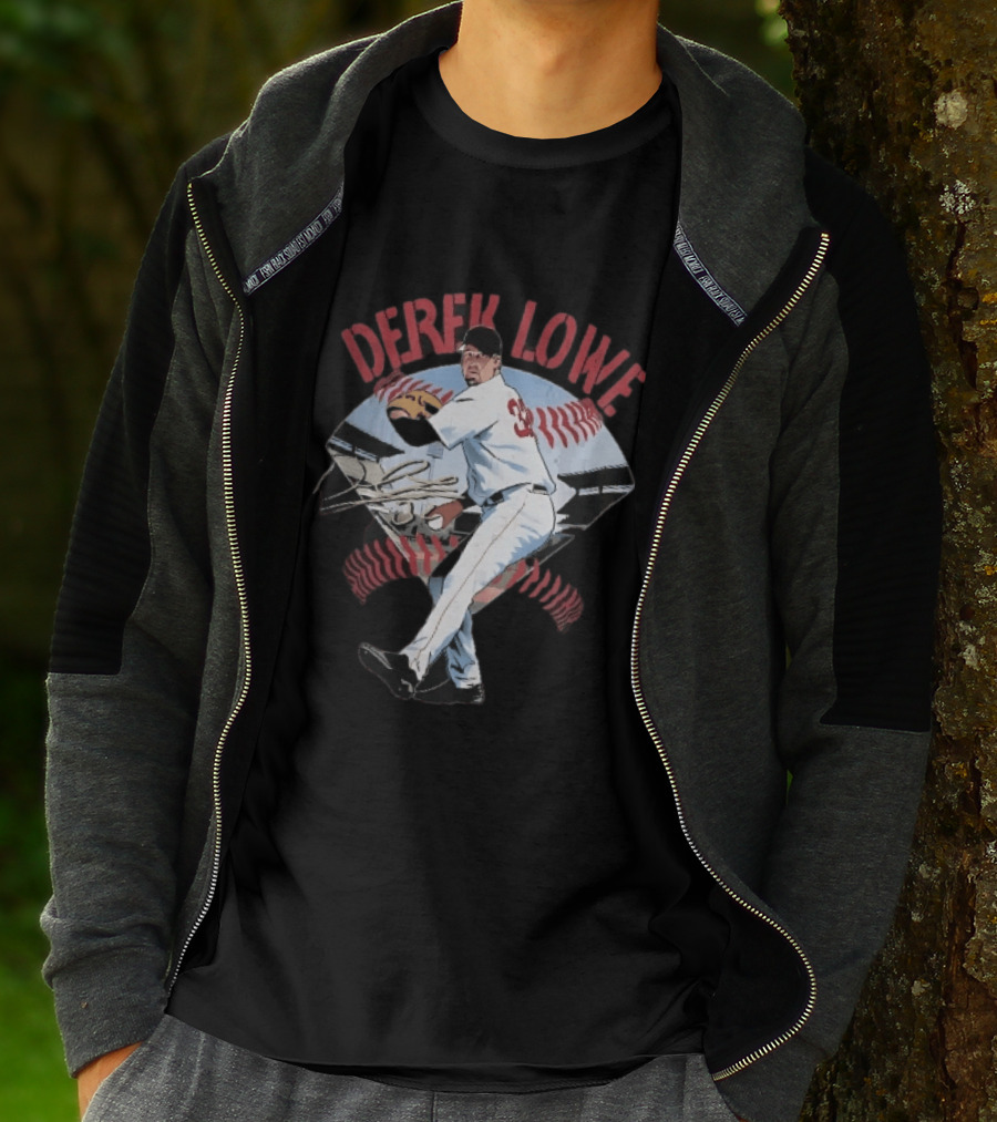 Derek Lowe Number 32 Pitcher Vintage Baseball Action T-Shirt